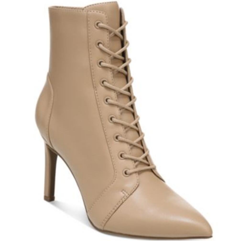 Bar III Women's Nude Cushioned Faux Leather Lace Up Mathiap Boots Size 7M